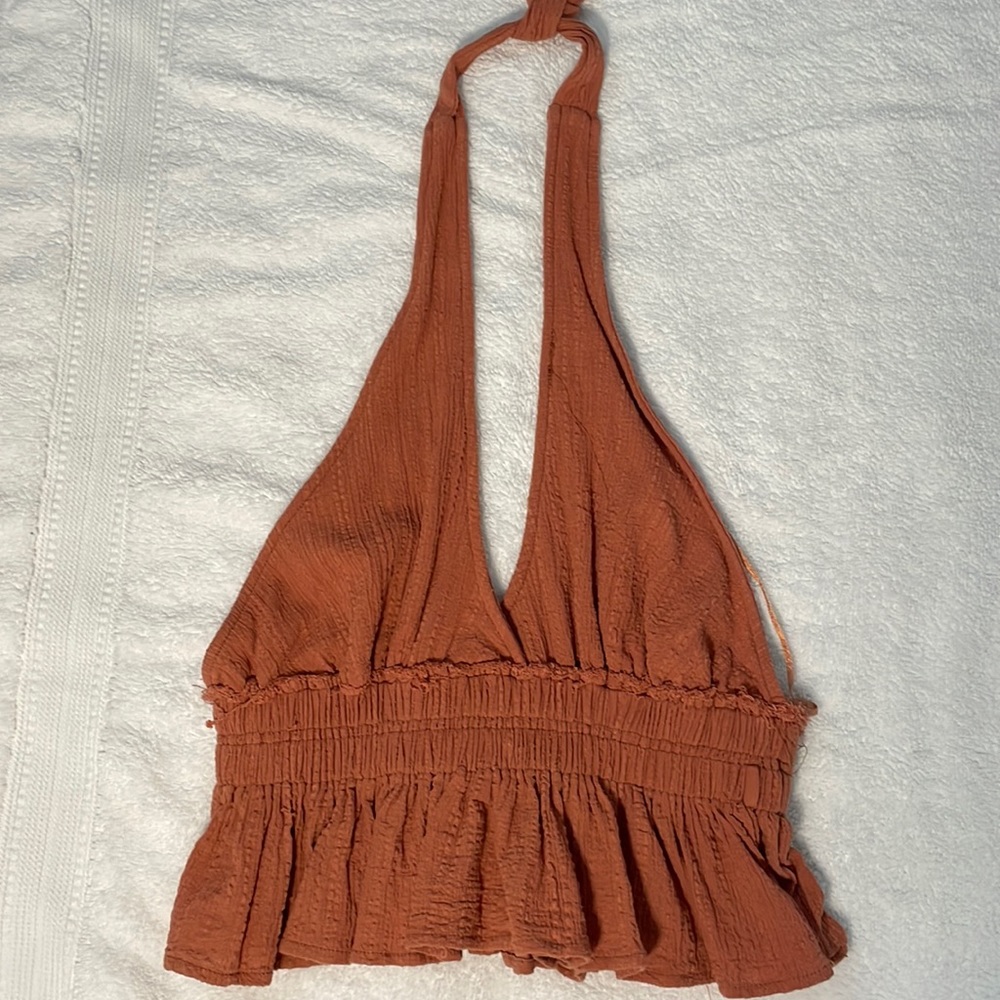 Mauve cropped halter top